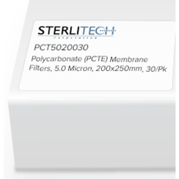 Sterlitech Polycarbonate (PCTE) Membrane Filters, 5.0 Micron, 200 x 250mm, PK30 PCT5020030